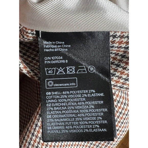 H&M Houndstooth Short Trench Coat Light Beige Size: L - Picture 12 of 13